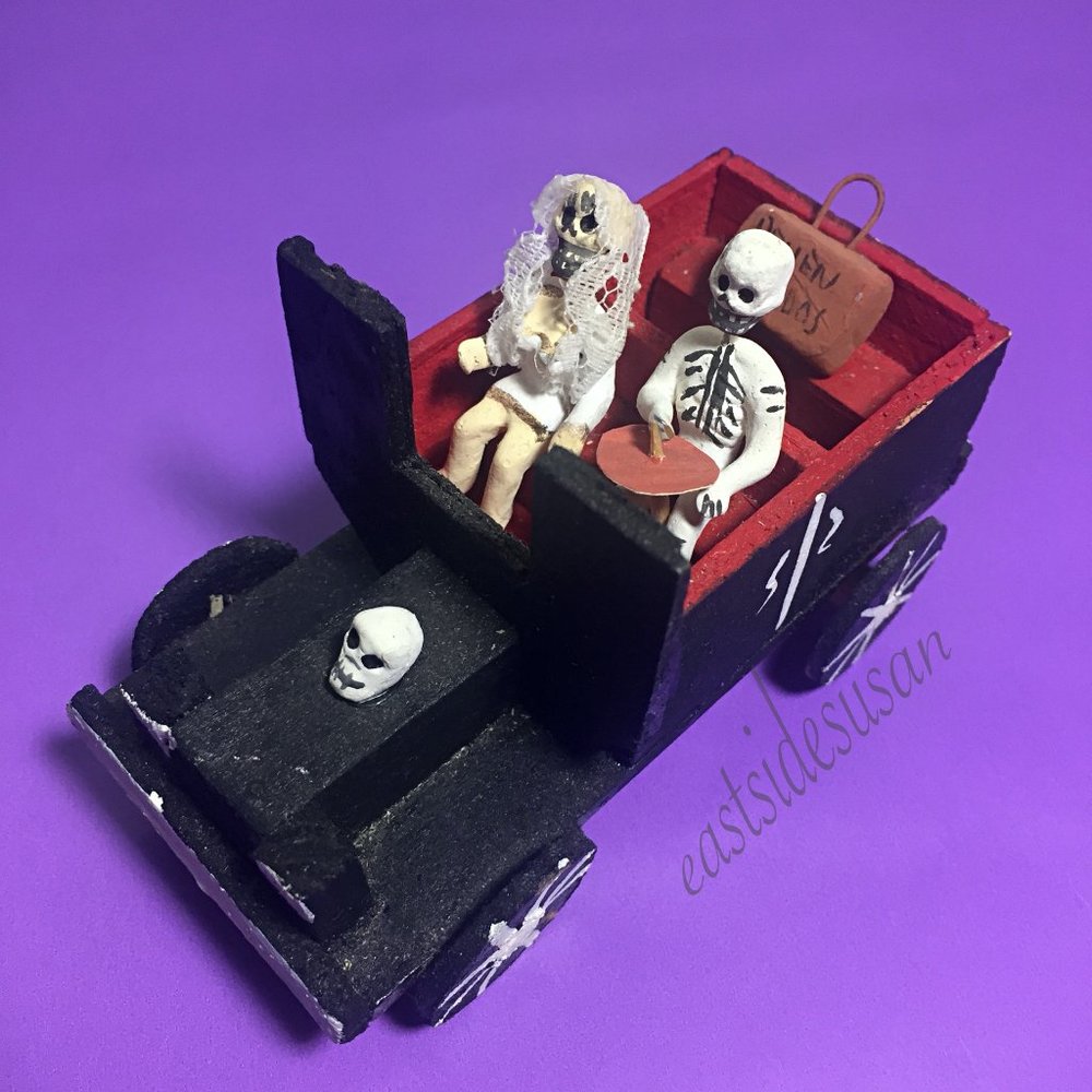 Skeleton Honeymoon Bride Groom MUERTOS Day of Dead JUST MARRIED